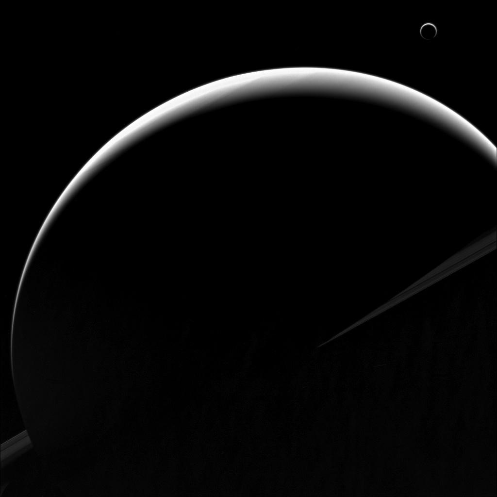 Amazing NASA Photo of a Crescent Saturn and Titan Is a Must-See